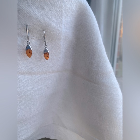 Silver 925 Amber Earrings - Picture 1 of 6